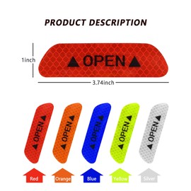 4PCS Reflective Open Prompt Stickers for Car Door,Universal Car Open Reflective Warning Stickers,Night Visibility Anti-Collision Protective,Auto Decoration Accessories for Truck, SUV, Van (Red)