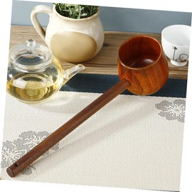 Kichvoe Natural Hishaku Water Ladle, Japanese Water Scoop Long Handle Water Dipper Bath Ladle for Water Sauna Garden Tea Ceremony, 11.81x3.14x2.36 Inches, Brown