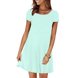 Necooer Women Short Sleeve Loose Mini Dress Casual Summer Dresses with Pockets