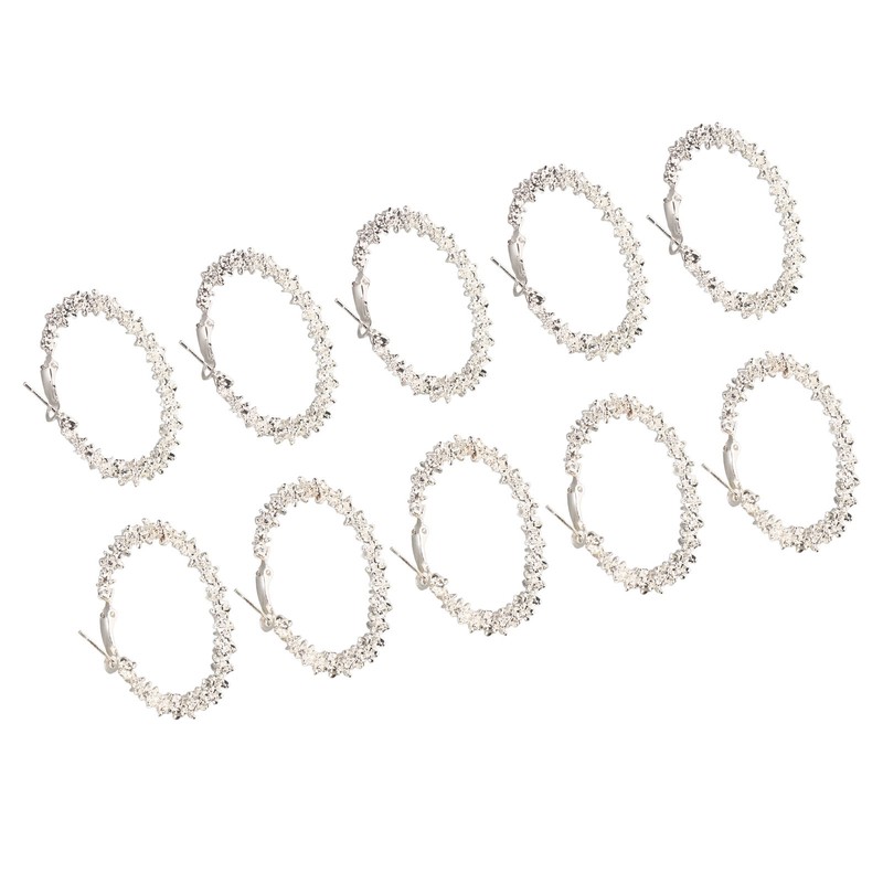 5 Pair Silver Hoop Earrings Retro Simple Lightweight Zinc Alloy