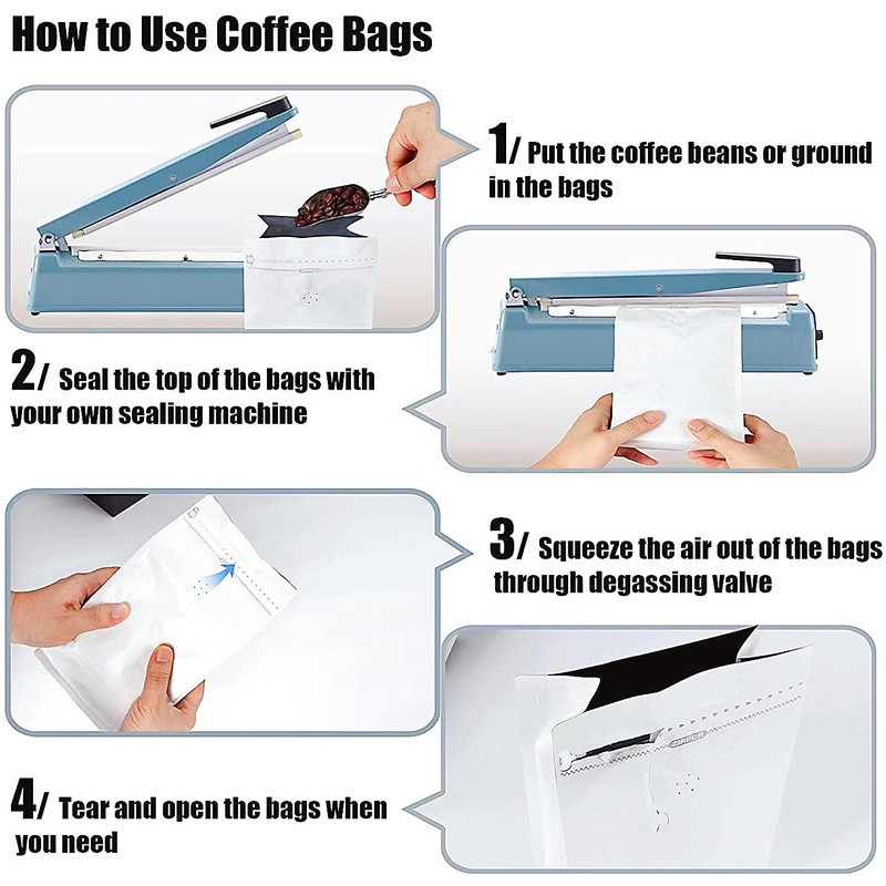 White Kraft Paper Stand Up Coffee Bag/Flat Bottom Coffee Pouch