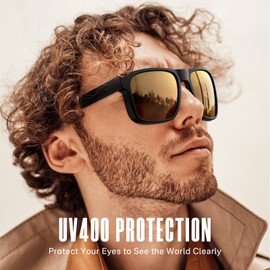 Polarized Sunglasses for Men Women, UV400 Protection Retro Sunglasses Unisex Classic Ultralight Sun Visor, with Folding Case & Cleaning Cloth, Suitable for Traveling, Hiking, Cycling, Driving, Fishing