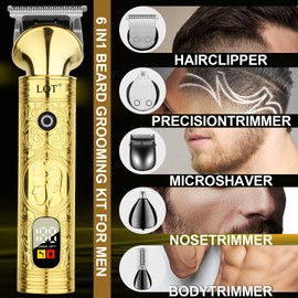 LQT - Cortadora de barba para hombres, kit de aseo de barba 6 en 1, afeitadoras eléctricas, cortadoras de pelo inalámbricas, kit de afeitado para bigote, cuerpo, nariz, oreja y cara, regalos de