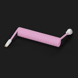 Hystar USB-C Coiled Aviator Cable for Gaming Mechanical Keyboards | Double-Sleeved Cable, Premium Aluminum Connectors, Gold Plated, Type-C Connection, 90 Degree Exit, Includes Aluminum Artisan Keycap