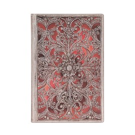 Garnet (Silver Filigree Collection) Mini Lined Softcover Flexi Journal: Flexi Softcover, 80 gsm, Ribbon Marker, Memento Pouch, Elastic Closure