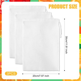 3pcs Nut Milk Bags, 11.81x7.87 Inch Nut Bag Strainers Reusable Nylon Cheese Cloth Bags Mesh Straining Bags Food Filter Bags for Filtering Juice, Nut Milk, Yogurt, Coffee, Butter, Tofu