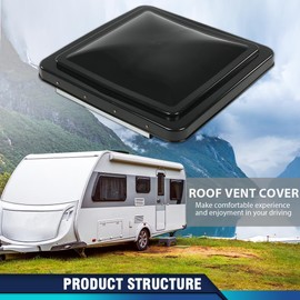 PIT66 New 14" x 14" Replacement Roof Vent Cover Camper RV Trailer Fit for Ventline pre-2008 and Elixir Style Pin 1994 and Newer Black 1 pc (Accessories not assembled)