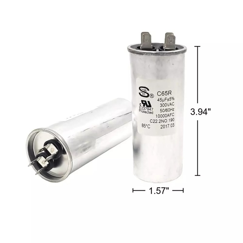 QXParts C65R 45uF 300VAC 50/60Hz 10000AFC C22.2NO.190 85 C Round