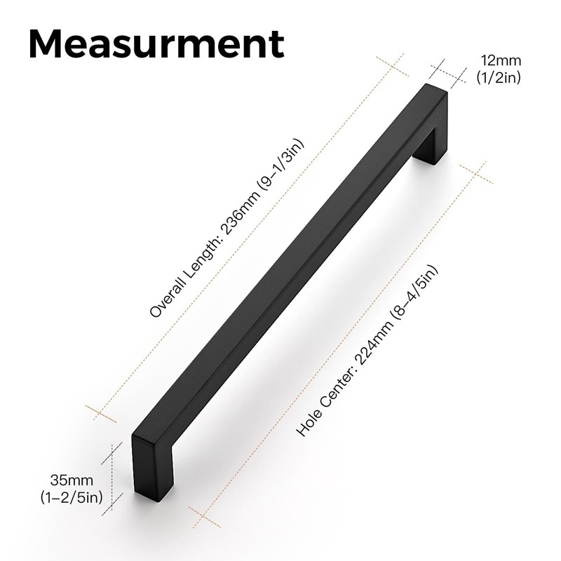 Ravinte 5 Pack Kitchen Door Handles Black Handles for Cupboards