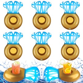 6 Pcs Ring Inflatable Drink Holder Diamond Ring Drink Pool Floats Cup Holders Drin-k Floaties Float-ing Drin-k Holde for Pool Party Bachelorette Party Float Decorations Poo-l Accessories