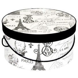 Sarah's Hat Boxes Classic Paris Hat Box – 11" x 5.5" (Dia. x Ht.) Handmade in USA – Odorless Non-Toxic Adhesive, Cording Handle – Premium Storage for Hats & Accessories