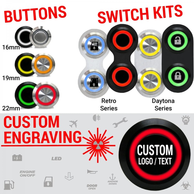 AutoLöc Power Accessories Oval Billet Aluminum 12V Momentary Push Button