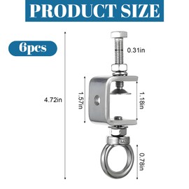 6 Pcs 1" 25mm C-Clamps, Stainless Steel Beam Clamp with M8 Stainless Steel Screw Ring, I-Beam Design U-clamps Universal Desk Clamp for Metal Mounting Welding Building Household