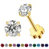 VDKIDKT Flower Screw Back Birthstone Stud Earrings for Women Girls,