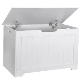 Segawe Storage Chest with 2 Safety Hinges Handles Toy Chest Book Shoes Storage White