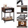 Giantex End Table Industrial W/Open Compartment, Mesh Shelf and Metal