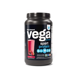 Vega Sport Vegan Protein Powder + Recovery - 30g Plant Based Protein per Serving, Berry, 19 Servings, 5g BCAAs, Probiotics, NSF Certified, For Shakes & Smoothies, 1.8lbs (Packaging May Vary)