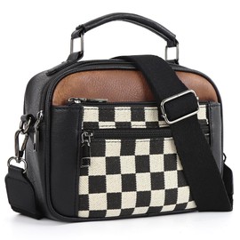 HiTotes Checkered Crossbody Bags for Women Checkered Purse Plaid Cross Body Bag Faux Leather Shoulder Bag Hobo Handbag with Adjustable Strap
