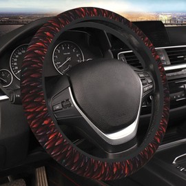 Red Dragon Scale Dragons Scales Car Steering Wheel Cover,Non-Slip Elastic Neoprene-Sweat Car Accessories,Universal 15 Inch Fit Auto, Vans Trucks,Suvs, Truck