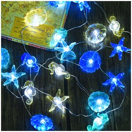 Haosonw Ocean Themed String Lights, 10FT 30 LED Starfish Seahorse Beach Decorative Lights, USB & Battery Powered Fairy Lights with Remote Timer for Bedroom Birthday Party Wedding Decor
