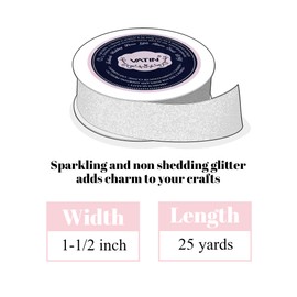 VATIN Turquoise Continues Glitter Ribbon - 1-1/2 Inch x 25 Yards for Gift Wrapping, Crafts, Christmas Tree, Ornaments, and Home Decor - Turquoise Cut Edge Christmas Ribbon