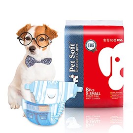 Pet Soft Doggie Diapers Female - Disposable Dog Diapers for Girl Puppy Dogs Cats, Diapers for XSmall Pets Chihuahua Diapers 8pcs