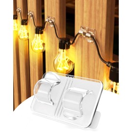 ispneay Hooks for Outdoor String Lights Clips - 16 Pack Large Clear Waterproof Outdoor Light Clips with Adhesive Strips - Outside Cable Clip Hooks for Hanging Christmas Light Decor Organizer