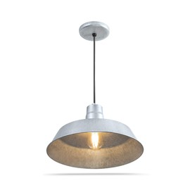 14-inch Industrial Galvanized Pendant Barn Light Fixture with 10ft Adjustable Cord, Ceiling-Mounted Vintage Hanging Light Fixture for Indoor Use, 120V Hardwire, E26 Base LED Compatible, UL Listed