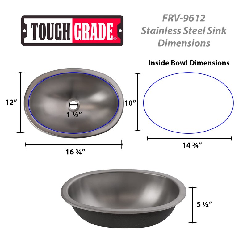Tough Grade RV Stainless Steel Sink | 22 Gauge Stainless