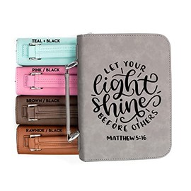 Let Your Light Shine Before Others Matthew 5:16 Faux Leather Bible Cover - #1991