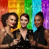 DECOCKRAT 2 Pack Foil Fringe Backdrop - Combo Rainbow Shiny