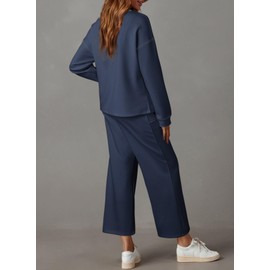 Dokotoo 2 Piece Sets for Women Casual Long Sleeve Lounge Set Fashion Comfy Fall Wide Leg Tracksuit Women's Loose Fit Workout Sweatsuits Outfits Large