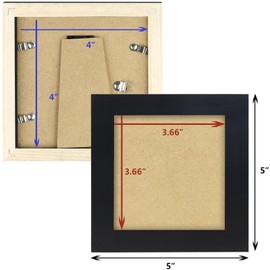 4x4 Black Picture Frames Square Classic Natural Wood 6 Pack for Wall Mounting and Tabletop Display