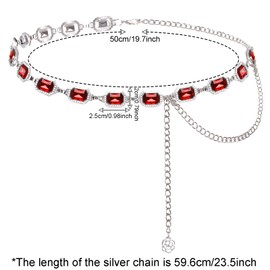Red Chain Belt for Women Red Western Belt Metal Rhinestone Cowgirl Waist Chain for Dresses Jeans