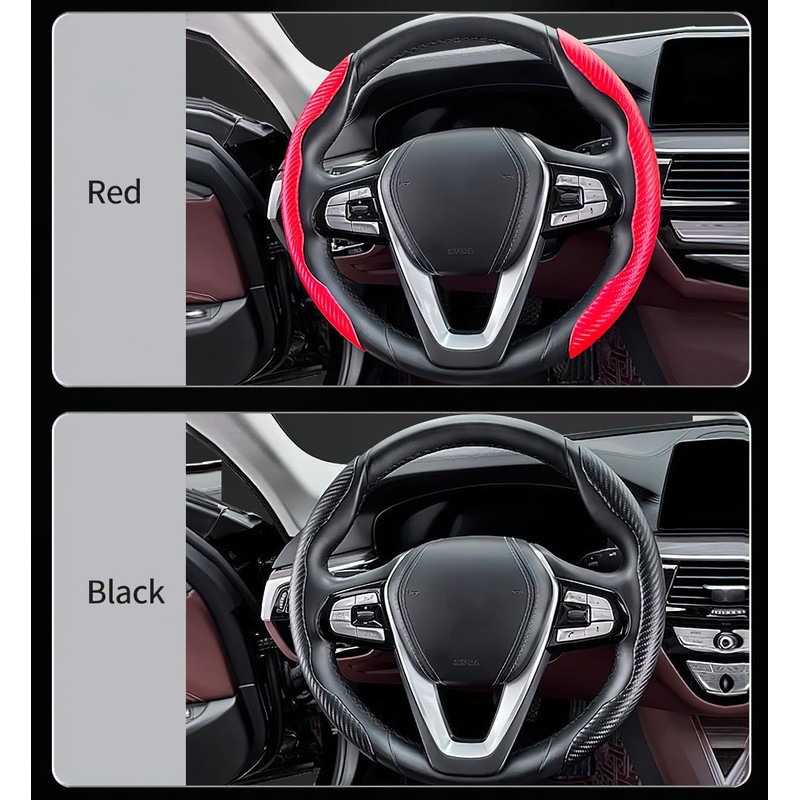 Steering Wheel Cover, ABS Material, Red Carbon Fiber Texture, Segmented
