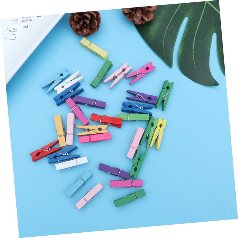 iplusmile 30pcs Mini Wooden Photo Clips Multi-Function Natural Clothespins for