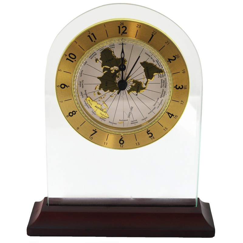 Wm.Widdop Arched Shaped Mantel Clock with World Dial