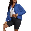 ReachMe Womens Sherpa Jacket Casual Lapel Button Down Cropped Fuzzy