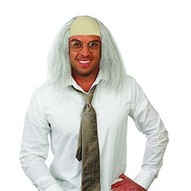 Mens Mad Professor Wig Adults White Hair Bald Scientist Costume Accessory