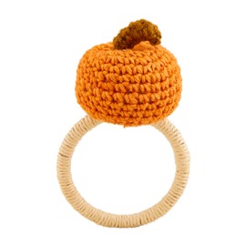 Mud Pie Crochet Napkin Ring, Orange, 3 1/2" x 2"