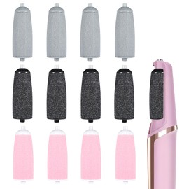 PEOVLVN 12 Pieces Pedicures Replacement Heads, Replacement Roller Refill Heads Compatible with Electric Foot File Callus Remover Pedicure Tools for Feet (Black, Gray, Pink)