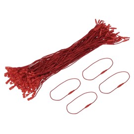 MECCANIXITY Polyester Rope Hang Tag String Snap Lock Pins Loop Price Tag Fastener Plastic Tags Ties 190mm/7.48 Inch Length,0.8mm/0.03 Inch Dia,Pack of 100,Red