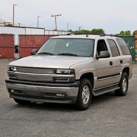 Spec-D Tuning LED Bar Black Housing Clear Lens Headlights + Bumper Lights 4PC Compatible with 1999-2002 Chevy Silverado 2000-2006 Tahoe Suburban Left + Right Pair Headlamps Assembly
