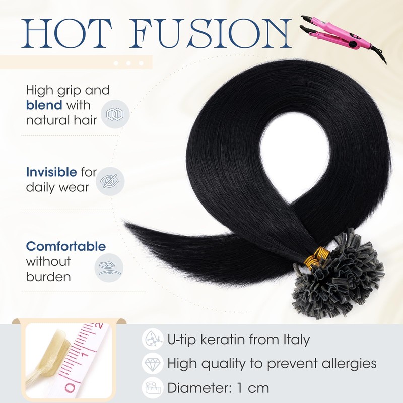 Elailite Real Hair Bonding Extensions Dark Brown Hair Extensions 50