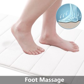 Buganda Memory Foam Bath Mat Rug, 60" x 24", Ultra Soft and Non-Slip Bathroom Rugs, Water Absorbent and Machine Washable Bath Rug Runner for Bathroom, Shower, and Tub, White