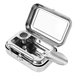 Huayue Portable Mini Ashtray Travel Ashtray Metal Square Pocket Smoker Ashtray with Lid Odourless for Outdoor Travel Silver Silver S Silver S Silver S Silver S Silver S, silver, buckets