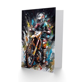Artery8 Motocross Dirt Bike Action for Husband Him Dad Son Brother Birthday Thank You Fathers Day Blank Art Greeting Card