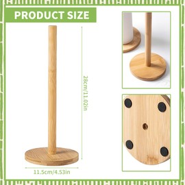 UgyDuky Bamboo Paper Towel Holder Stand Kitchen Paper Holder Countertop Stand Up Kitchen Towel Roll Stand Organizer Free-Standing Countertop Paper Roll Holder with Anti-Skid Base for Kitchen Counter