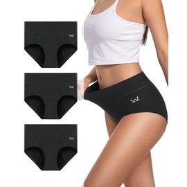 RUIXUE Period Underwear For Women Heavy Flow, Leakproof Panties High Waisted Cotton Postpartum Teens Hipster Briefs 3 Pack