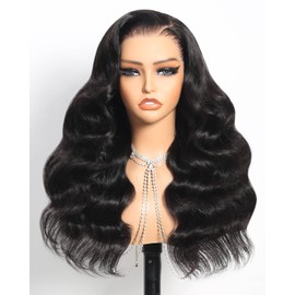 Megalook hair Glueless 13x6 Lace Front Wigs Human Hair Body Wave Pre Plucked Pre Cut 220% Density Ear-To-Ear Frontal Wigs Human Hair Wear and Go Glueless Drawstring Wig 20 Inch